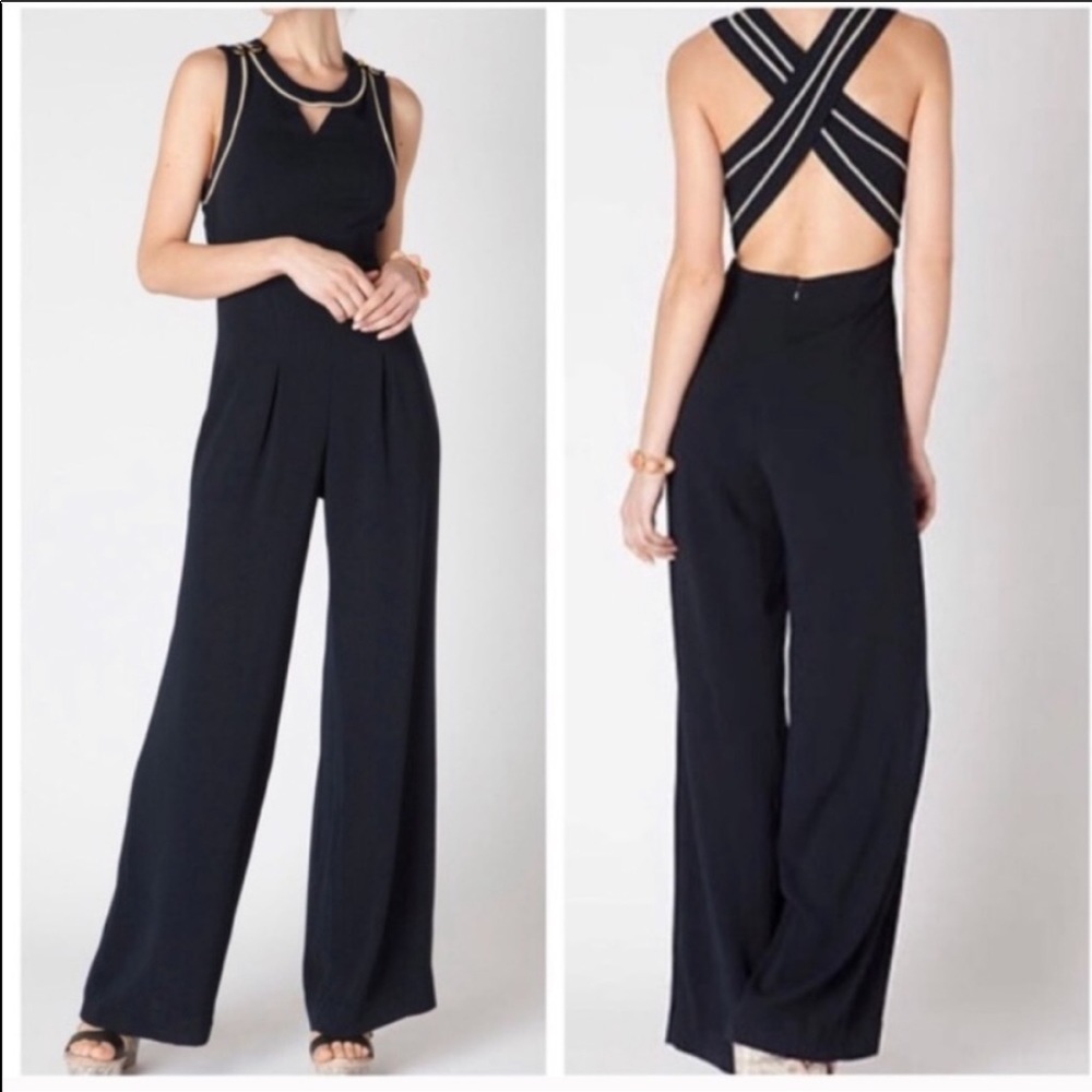 Anthro ETT:TWA Whitney Black crossback jumpsuit